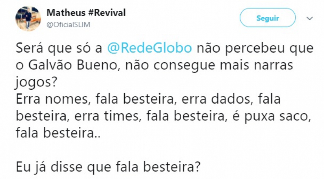 Falhas de Galvão Bueno chamaram atenção durante transmissão