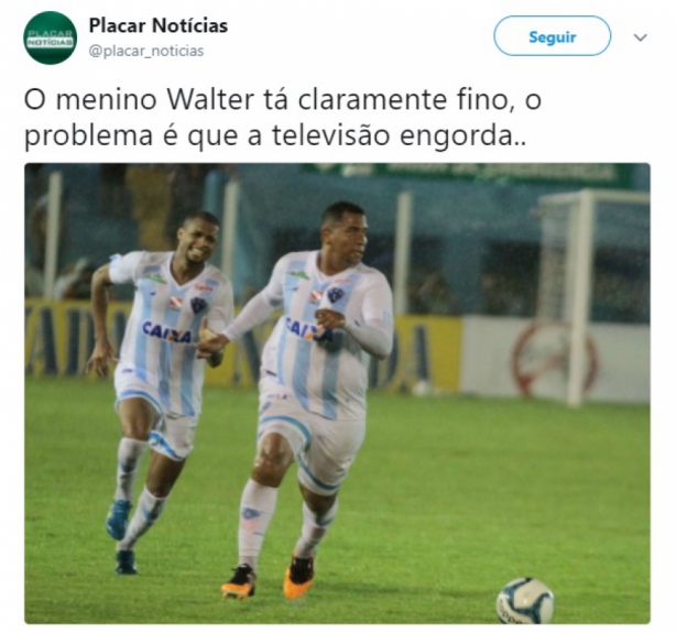 Excesso de peso na estreia pelo Paysandu fez Walter sofrer com piadas