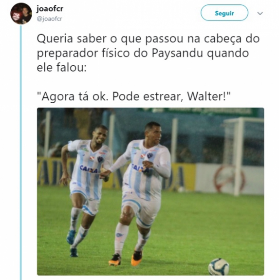 Excesso de peso na estreia pelo Paysandu fez Walter sofrer com piadas