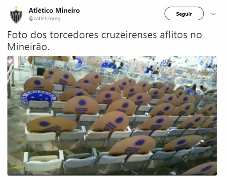 Cruzeiro é zoado por escudos de papelão no lugar de torcedores