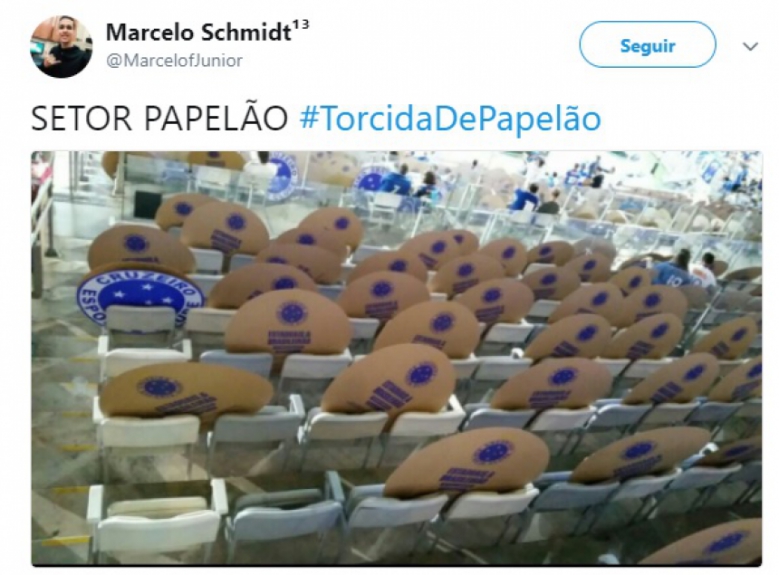 Cruzeiro é zoado por escudos de papelão no lugar de torcedores