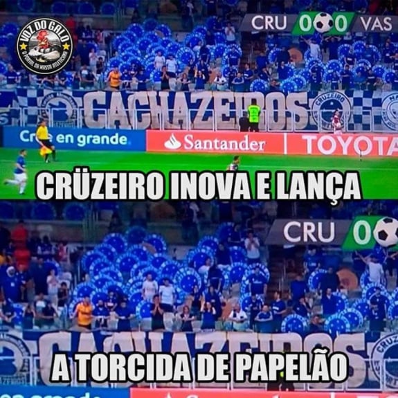 Cruzeiro é zoado por escudos de papelão no lugar de torcedores