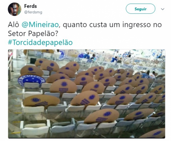 Cruzeiro é zoado por escudos de papelão no lugar de torcedores