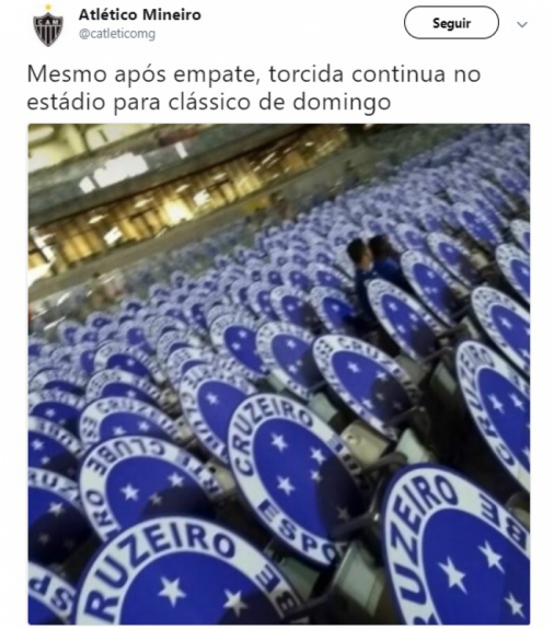 Cruzeiro é zoado por escudos de papelão no lugar de torcedores