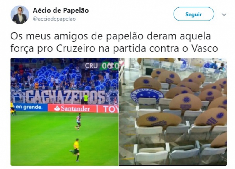 Cruzeiro é zoado por escudos de papelão no lugar de torcedores