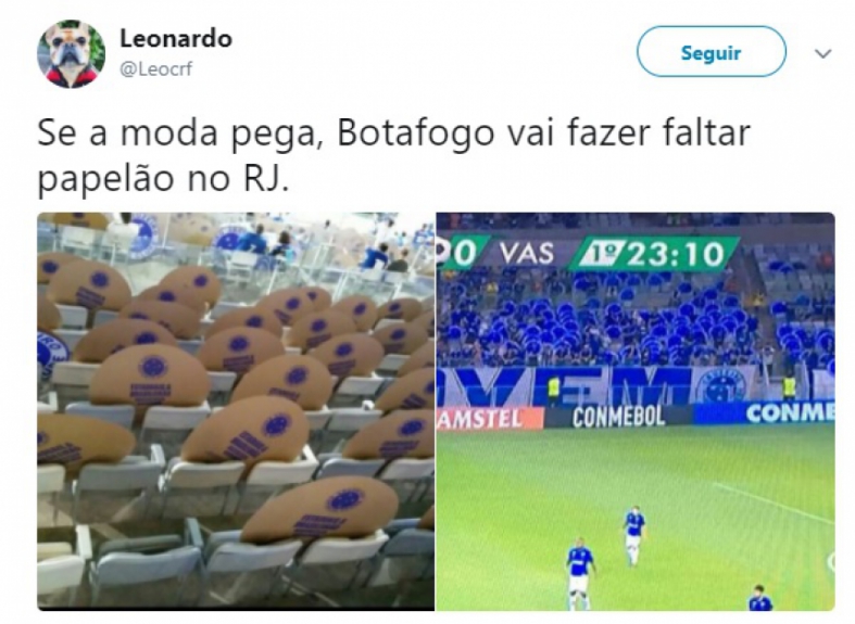 Cruzeiro é zoado por escudos de papelão no lugar de torcedores