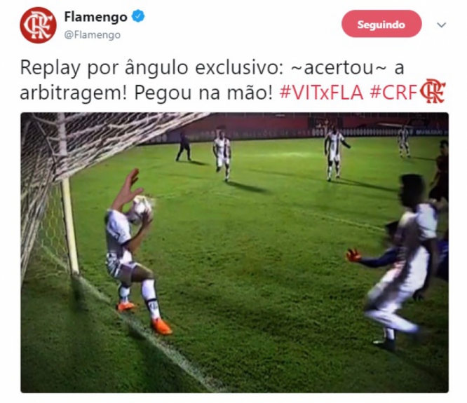O Flamengo usou seu perfil nas redes para ironizar a decisão da arbitragem