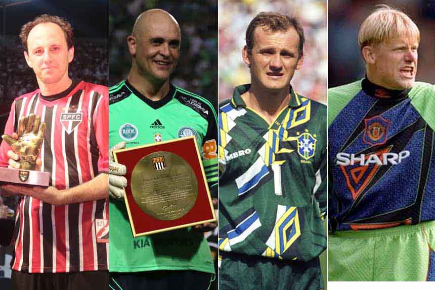 Montagem - Rogério Ceni, Marcos, Taffarel e Peter Schmeichel