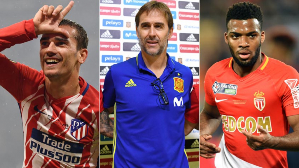 Montagem Griezmann, Lopetegui e Lemar