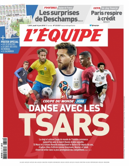 Capa L'Équipe - 14/06/2018