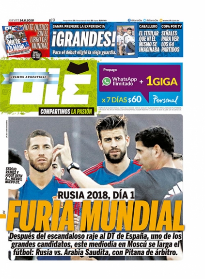 Capa Olé - 14/06/2018