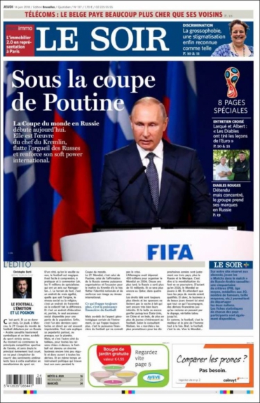Capa Le Soir - 14/06/2018