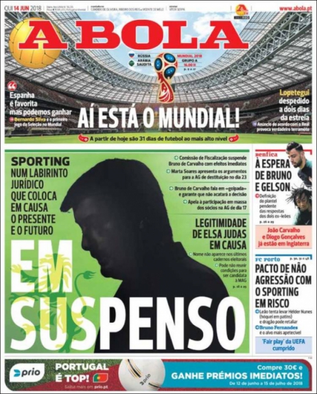 Capa A Bola - 14/06/2018