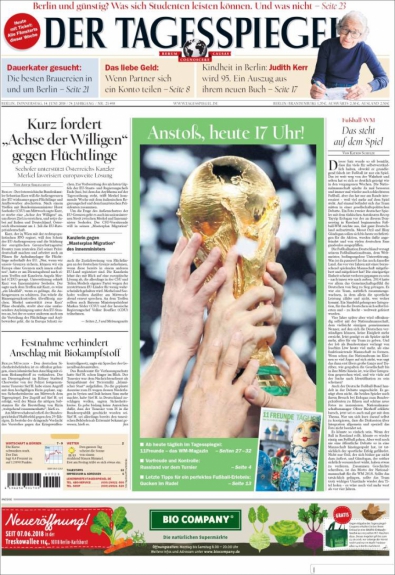Capa Der Tagesspiegel - 14/06/2018