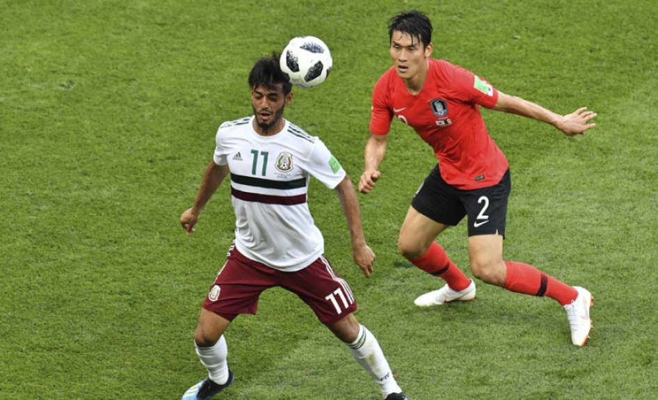 O México venceu a Coreia do Sul por 2 a 1 e ficou perto da classificação