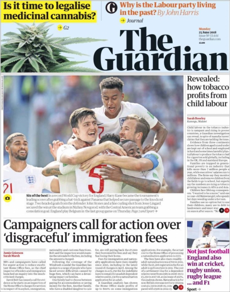 Capa The Guardian - 25/06/2018