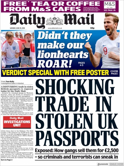 Capa Daily Mail - 25/06/2018