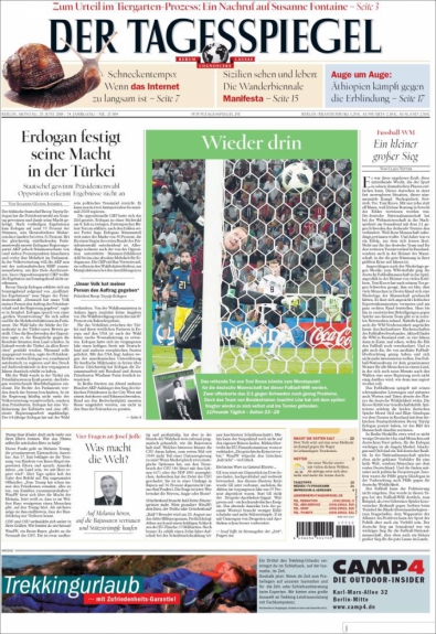 Capa Der Tagesspiegel - 25/06/2018