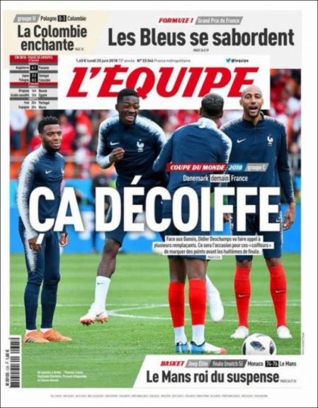 Capa L'Équipe - 25/06/2018