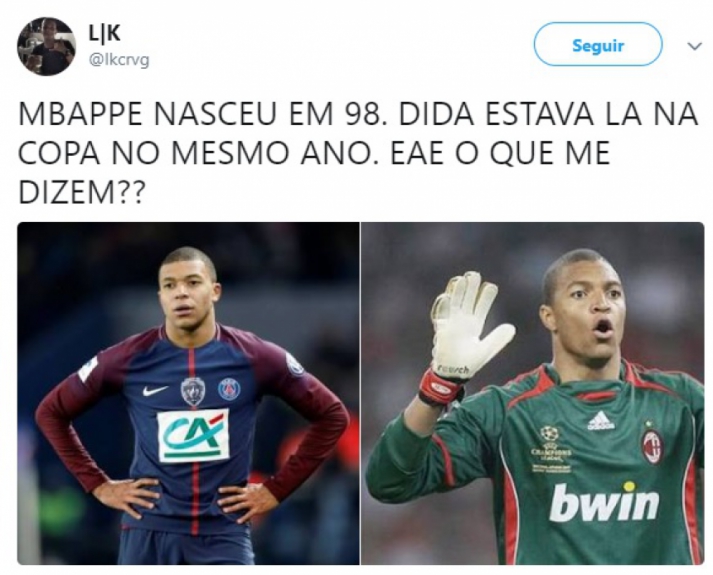 Pai e filho? Web brinca com semelhança entre Mbappé e Dida