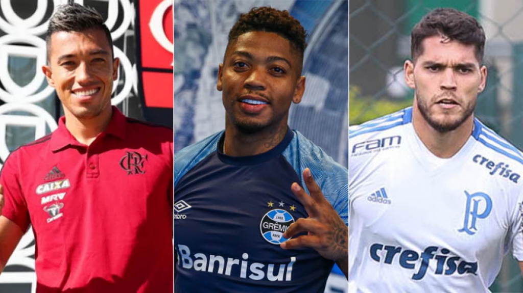 Fernando Uribe (Flamengo), Marinho (Grêmio) e Nicolás Freira (Palmeiras)