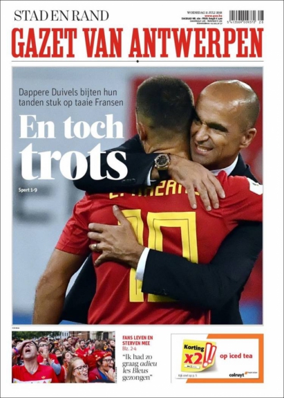 Capa Gazet van Antwerpen - 11/07/2018