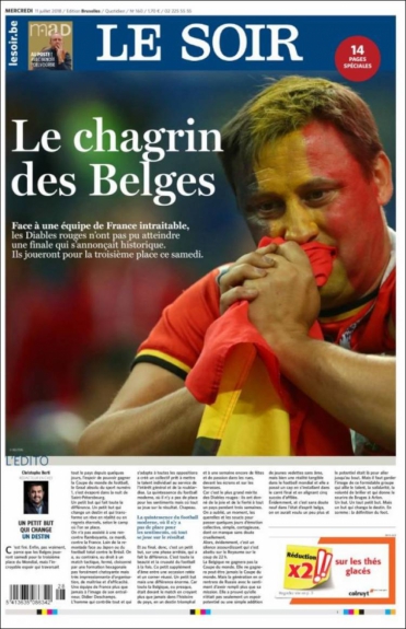 Capa Le Soir - 11/07/2018