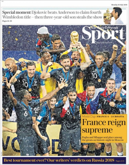 Capa Telegraph Sport - 16/07/2018