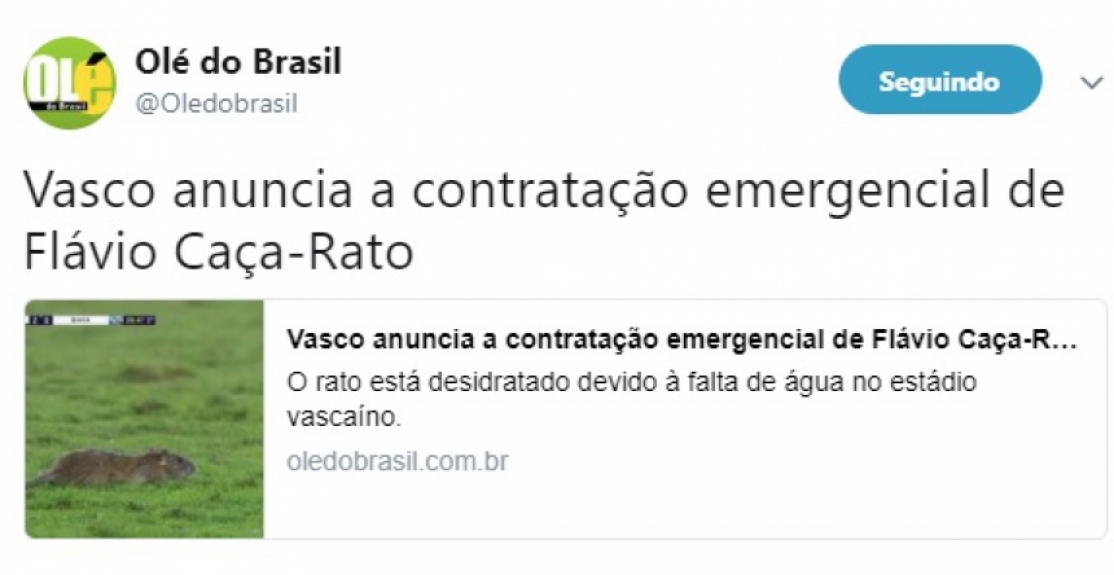 Internet não perdoa invasão de rato durante Vasco x Bahia