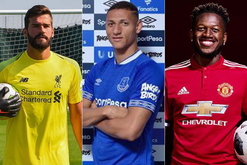 Montagem - Alisson (Liverpool), Richarlison (Everton) e Fred (Manchester United)