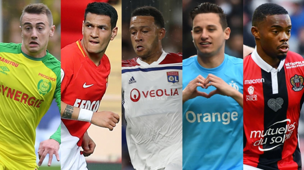 Montagem Rongier, Rony Lopes, Depay, Thauvin e Cyprien