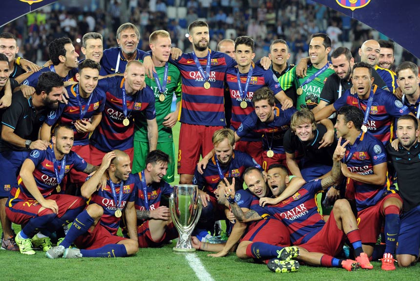 Messi também levou o Barcelona a conquista de três Supercopas da Europa. Esta foi a última, em 2015