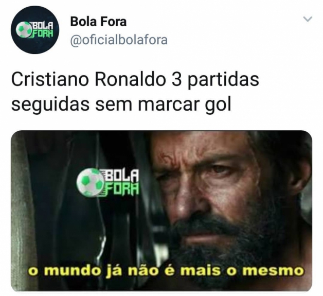 CR7 é alvo de memes após passar em branco mais uma partida