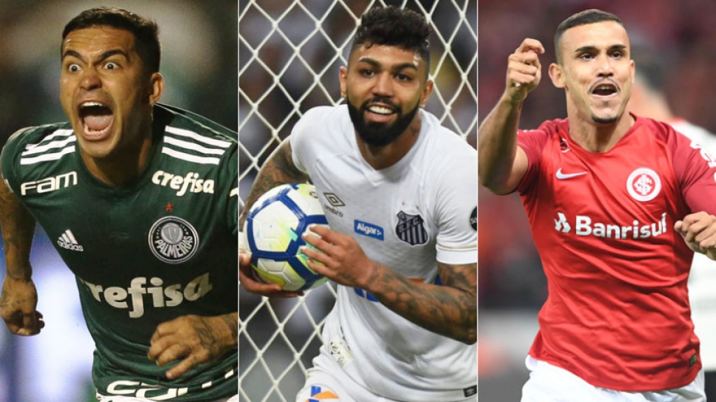 Montagem Dudu (Palmeiras) Gabigol (Santos) Willian Pottker (Internacional)