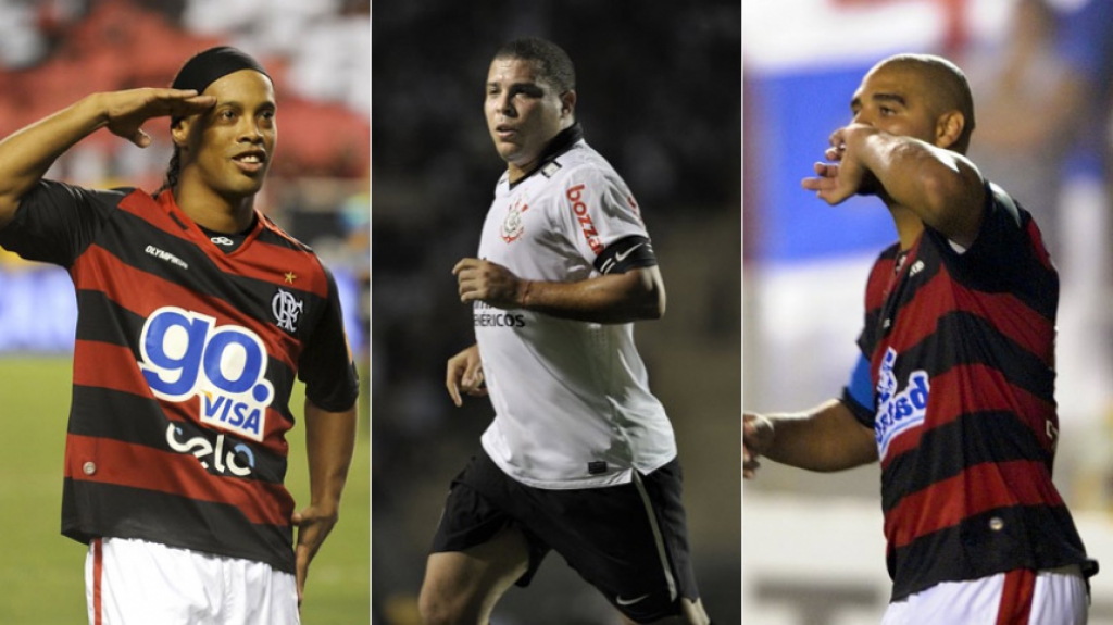 Montagem Ronaldo, R10 e Adriano