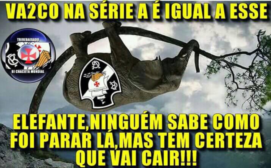 Internautas tiram sarro do Vasco na zona de rebaixamento