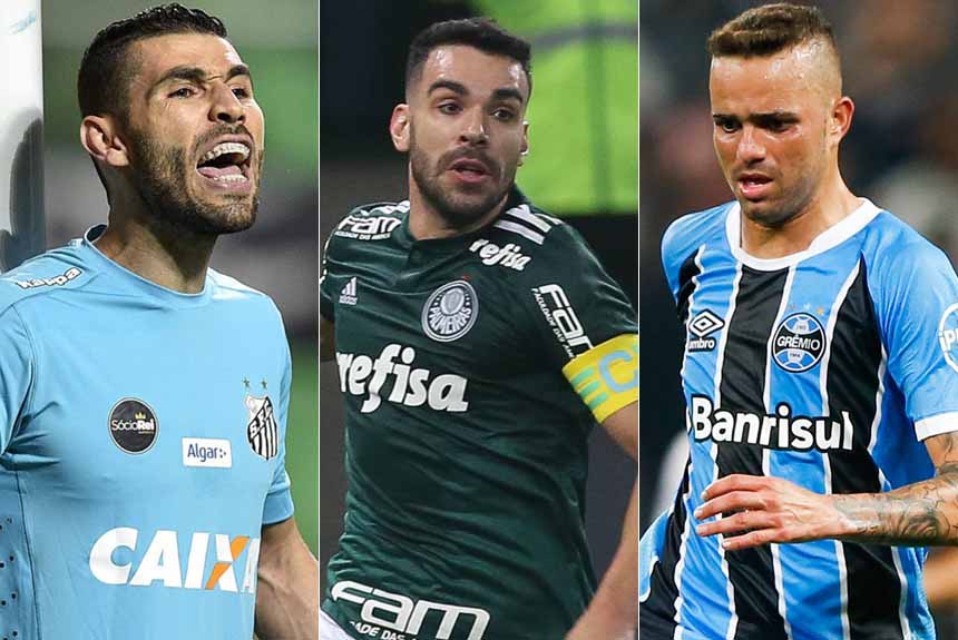 Montagem - Vanderlei (Santos), Bruno Henrique (Palmeiras) e Luan (Grêmio)