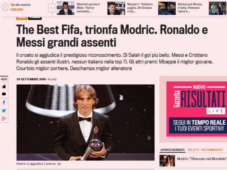 Gazzetto dello Sport - Modric