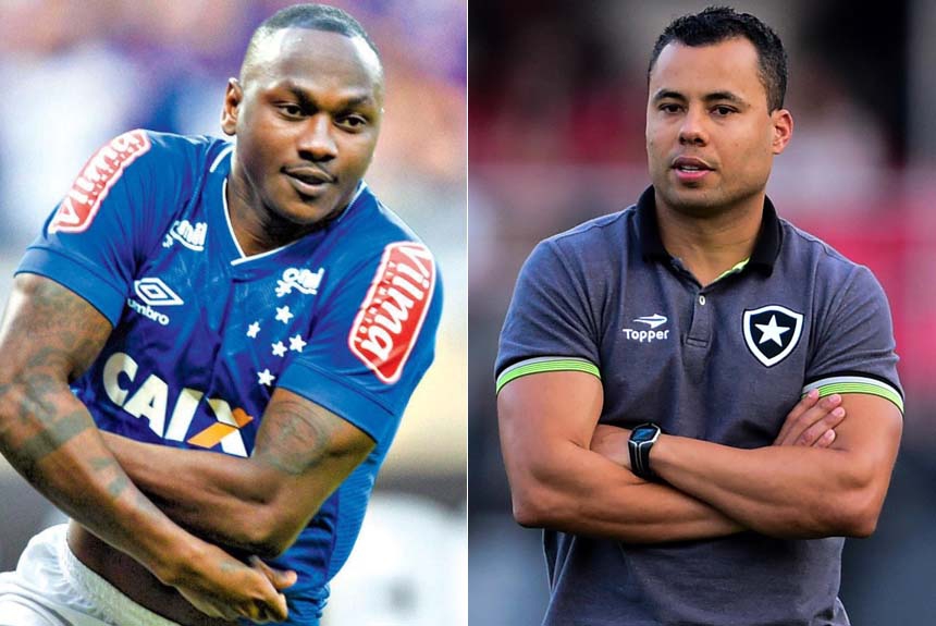 Sassá (com camisa do Cruzeiro) / Jair Ventura (na época, técnico do Botafogo)