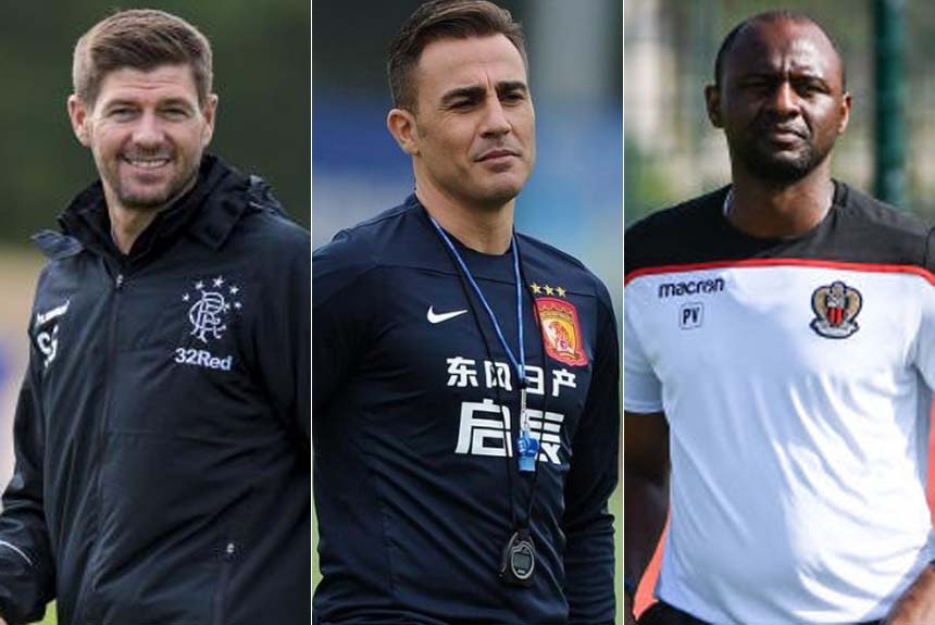 Montagem - Steven Gerrard (Rangers), Fabio Cannavaro (Guangzhou Evergrande) e Patrick Viera (Nice)