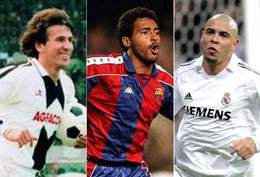 Zico (Udinese), Romário (Barcelona) e Ronaldo (Real Madrid)