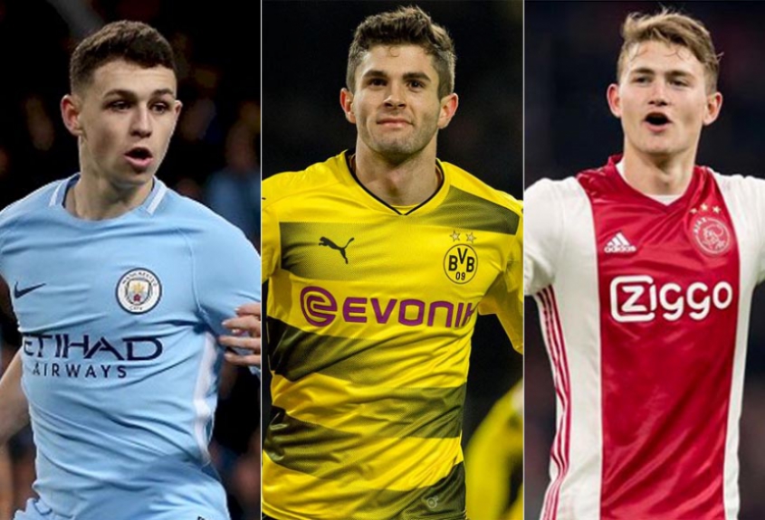 Phil Foden (Manchester City), Pulisic (Borussia Dortmund) e De Ligt (Ajax)