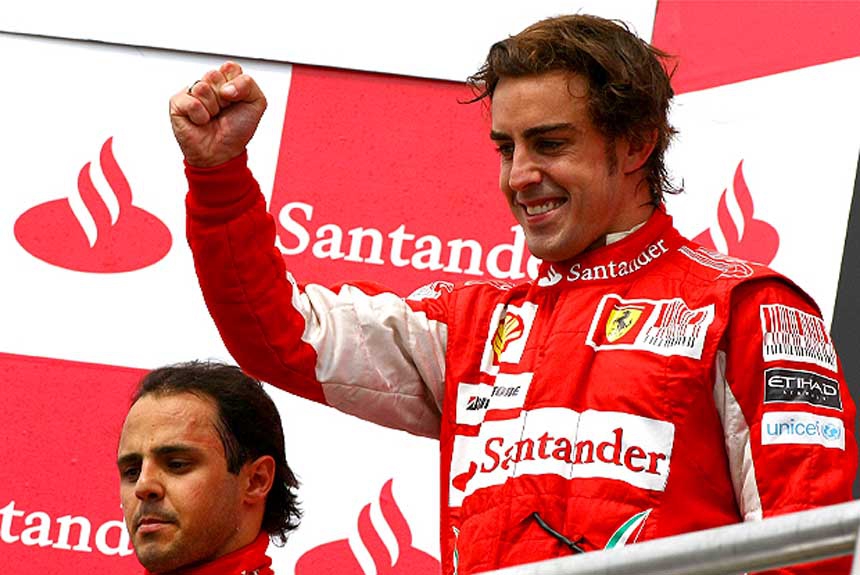 Felipe Massa com Fernando Alonso, em Hockenheim, 2010
