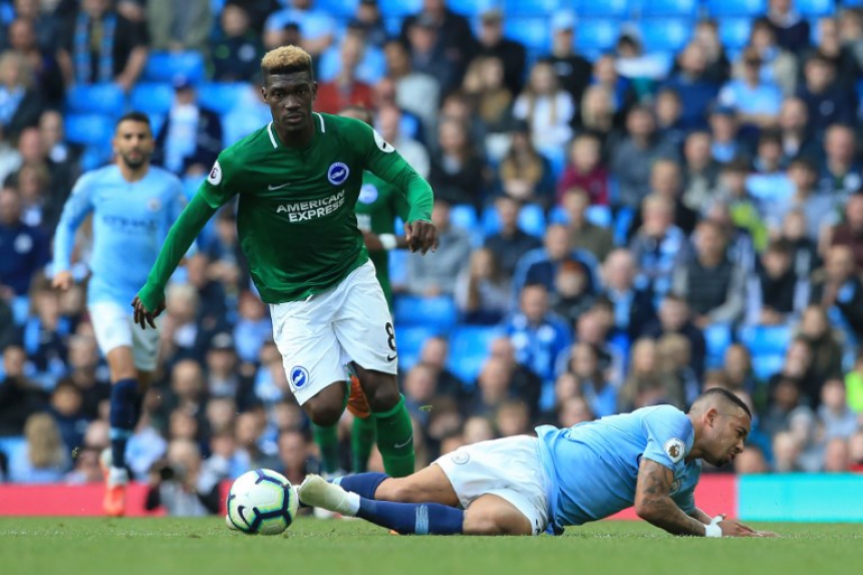 Gabriel Jesus começou no banco e entrou no decorrer da partida em que o Manchester City venceu o Brighton & Hove Albion