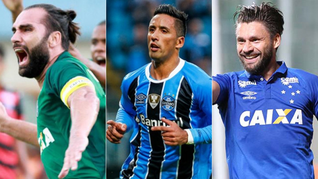 Montagem - 2017: Léo Gamalho (Goiás), Lucas Barrios (Grêmio) e Rafael Sóbis (Cruzeiro)