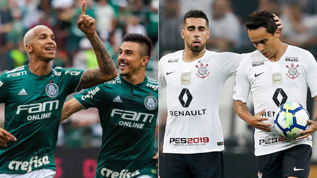 Montagem Palmeiras e Corinthians