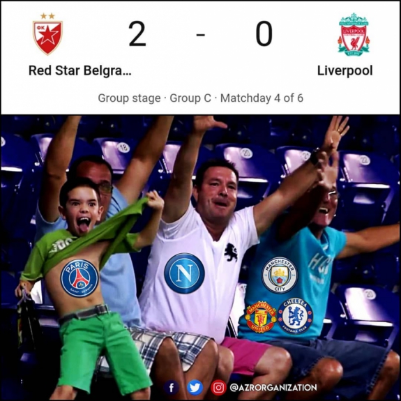 Memes da Champions: Estrela Vermelha 2 x 0 Liverpool