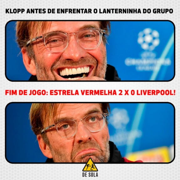 Memes da Champions: Estrela Vermelha 2 x 0 Liverpool