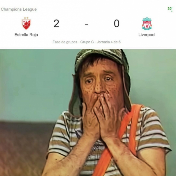 Memes da Champions: Estrela Vermelha 2 x 0 Liverpool