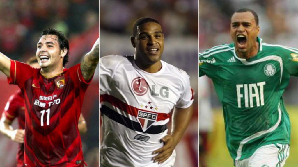 Montagem - Ricardo Goulart (Guangzhou Evergrande), Adriano Imperador (São Paulo), Denilson (Palmeiras)